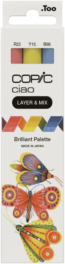Copic Ciao "LAYER & MIX" Brilliant Palette, 3 stuk(s), Blauw, Rood, Geel, Beitel/penseelpunt, Rond, Inkt op alcoholbasis, Volwassene/Kind