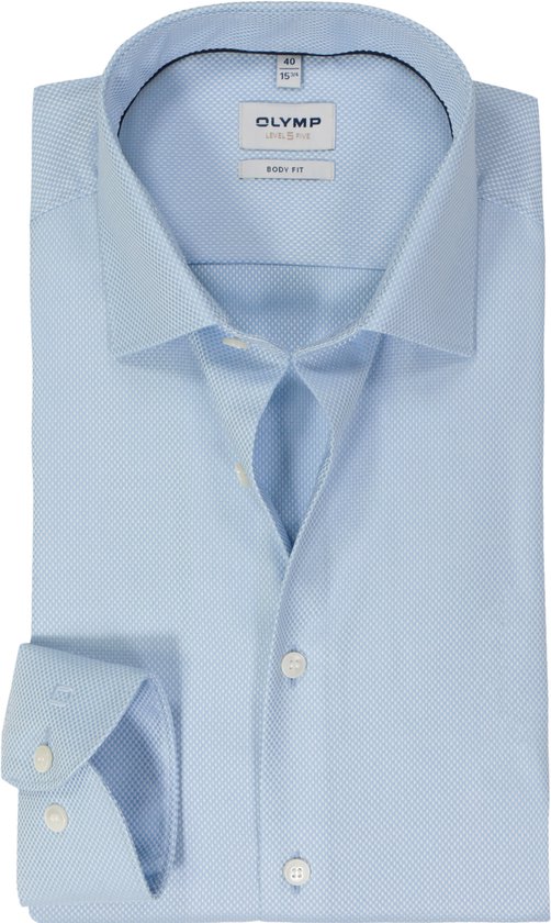 Chemise OLYMP Level 5 body fit - structurée - bleu clair - Repassage facile - Taille de col : 43