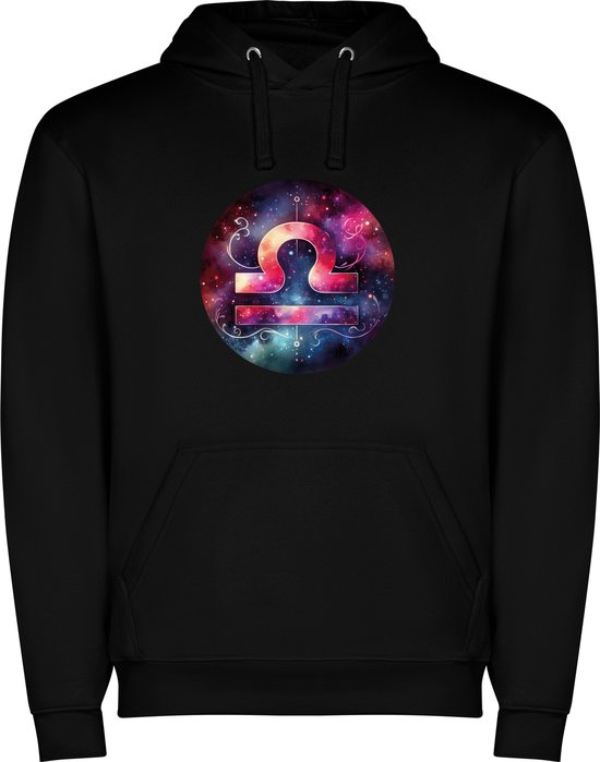 Sweat à capuche unisexe noir avec imprimé « Signe du zodiaque coloré Balance – Astrologie – Horoscope – Signes du Zodiac » en couleur de la marque Roly taille XL