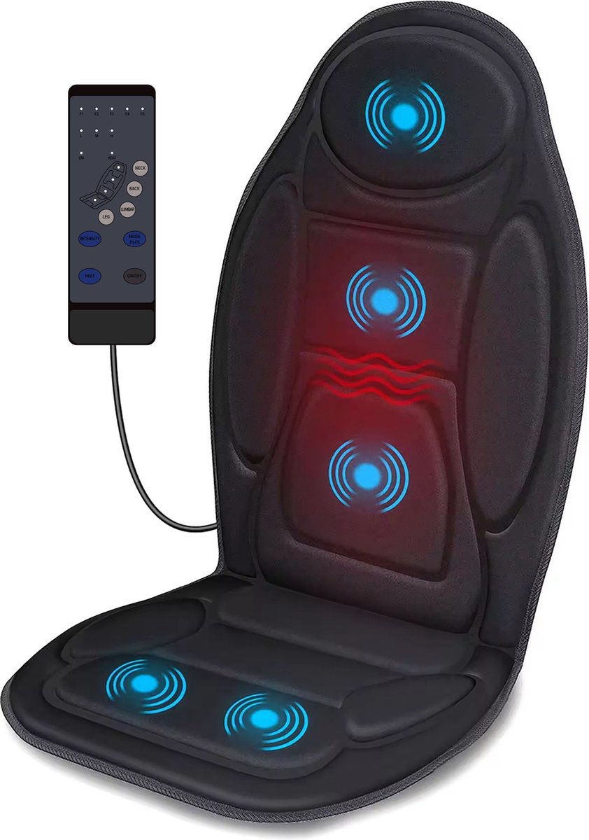 Good4You® Massagestoel Auto - Massagekussen - Massage apparaat - Rug - Infrarood - Verwarmingsfunctie - Zwart