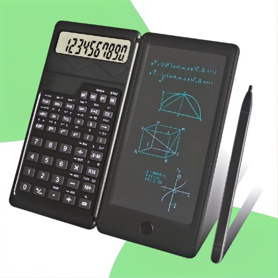 Kbstronics wetenschappelijke rekenmachine met digitale kladblok en pen - inclusief batterijen – voor school / kantoor / studenten
