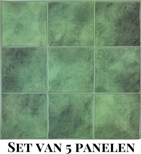 Panneaux muraux Wallways - Dalles adhésives - Lot de 5 dalles - Autocollant pour carrelage - Dalles autocollantes - 30 x 30 cm - Imperméable - Résistant aux rayures - Résistant à la chaleur - Couche adhésive 3M - Épaisseur 2 mm - Feuille de palmier