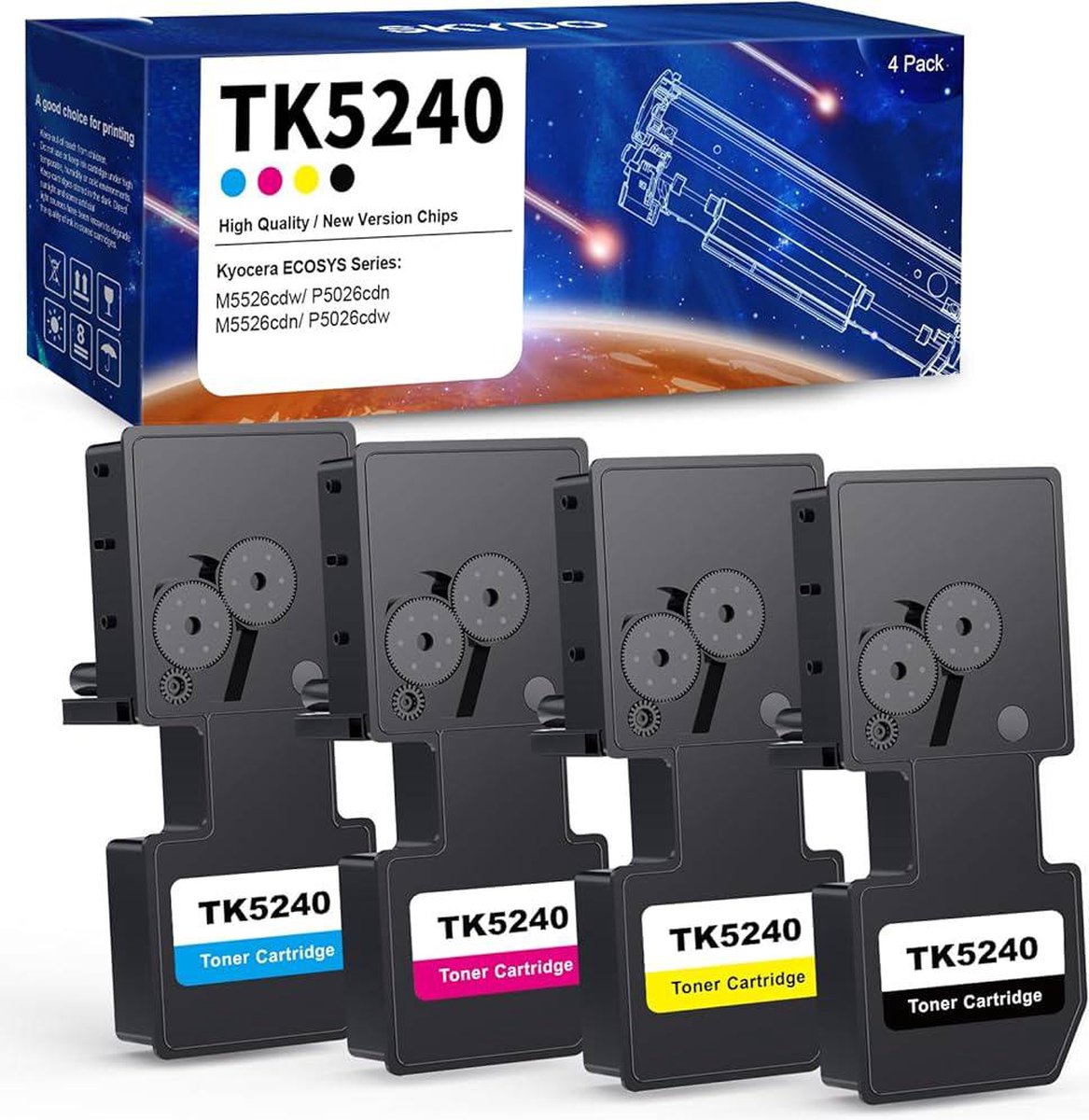 Image of 4-pack | Geschikt voor Kyocera TK-5240KCMY / TK5240KCMY - Alternatieve Toners - Zwart, Cyaan, Magenta, Geel - Geschikt voor Kyocera Ecosys M5526cdn, M5526cdw, P5026cdn, P5026cdw