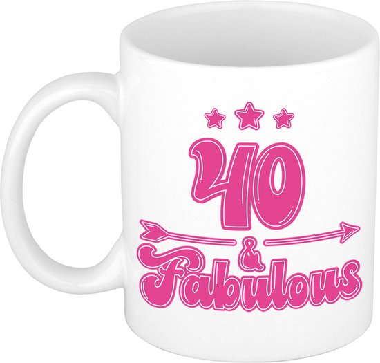 Mug cadeau anniversaire 40 ans Bellatio Decorations - super - rose - 300 ml - Céramique