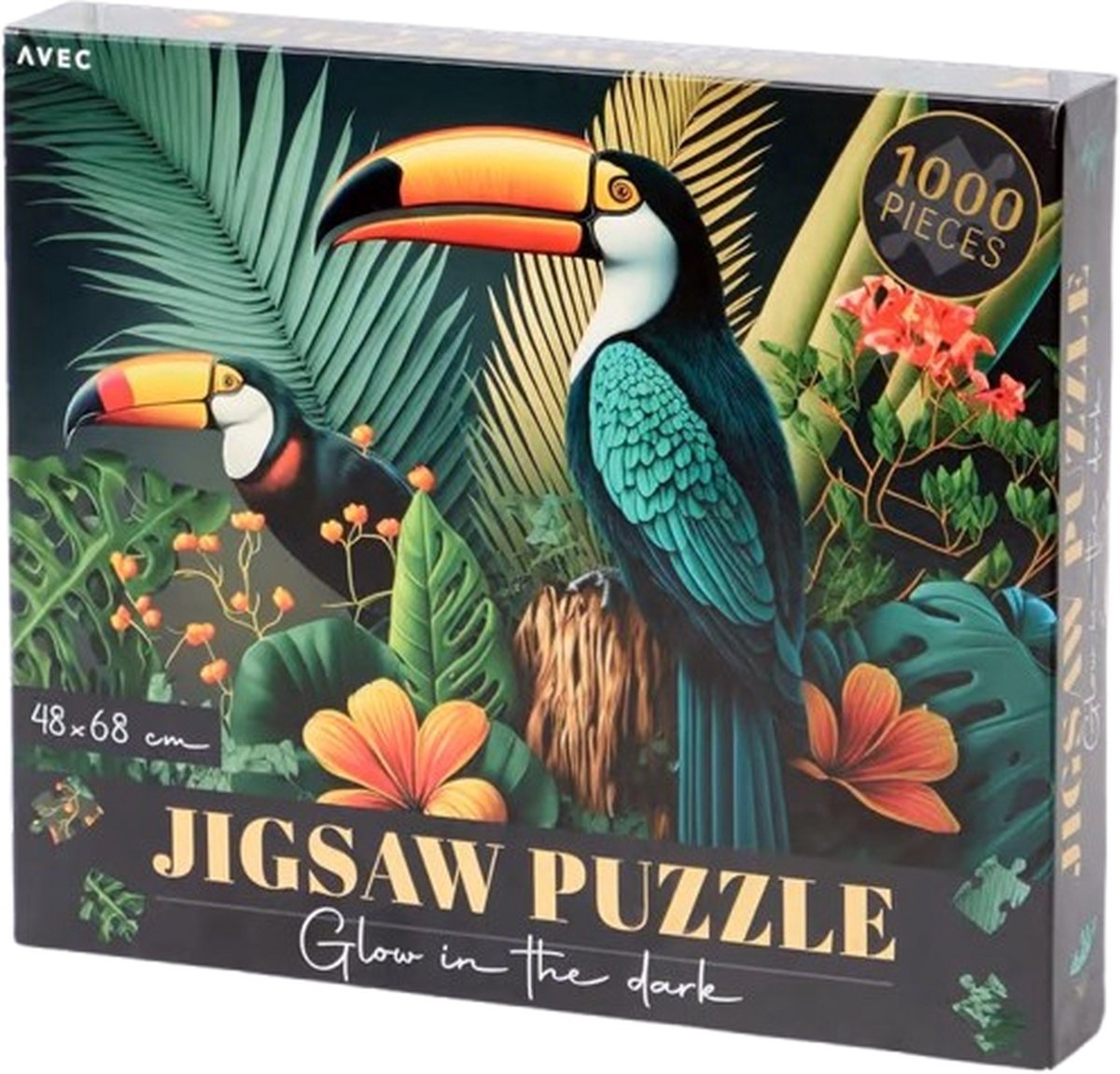 AVEC Legpuzzel 1000 stuks  Glow in the Dark Toekan  48x68 cm  Ideaal als geschenk