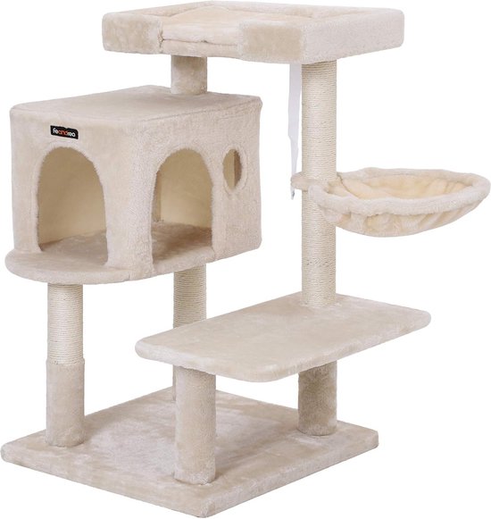 PawHut Krabpaal kattenboom, 1 kattenhol, 1 kattenbed, 1 ligplaats, 1