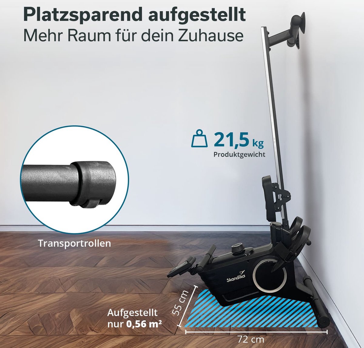 Afbeelding 3 van Skandika Oxford Pro Roeitrainer, Roeimachine | Magnetisch remsysteem, Bluetooth, indoor roeiapparaat met app, 8 weerstandsniveaus, tot 120 kg | roeimachine voor thuis, krachttraining