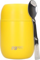 Thermos Voedselcontainer met Lepel - Thermoskan - Voedsel container voor noodles, soep, havermout, ijs, babyvoeding en meer! - Yoghurt beker to go - Thermosbeker voor het meenemen van eten - Geel - 420ml