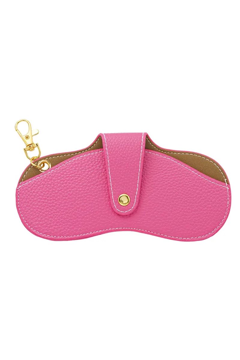 Zonnebrillenhoesje met Handige Clip-on - PU-Lederen Brillenkoker - Compacte Bescherming voor Onderweg - Roze