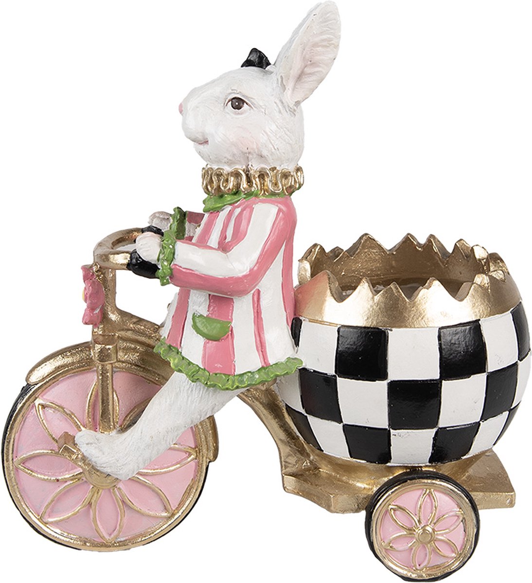 Decoratie Beeld Konijn 20x11x19 cm Roze Wit Kunststof