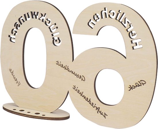 Verjaardag 60 decoratie hout - cadeau man vrouw - 60 jaar - cadeau-idee