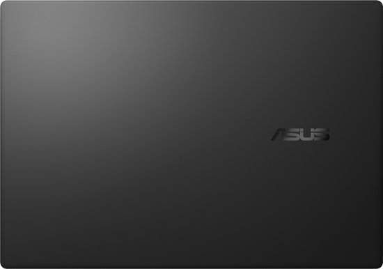 Gesloten zwarte laptop met ASUS logo