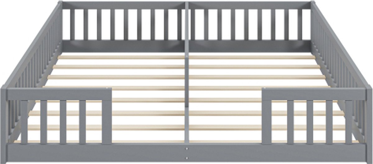 Gotagee kinderbed 90 x 200 cm, met leuning, met lattenbodem (zonder matras), voor gezinnen met twee kinderen, houten bed grenenhout
