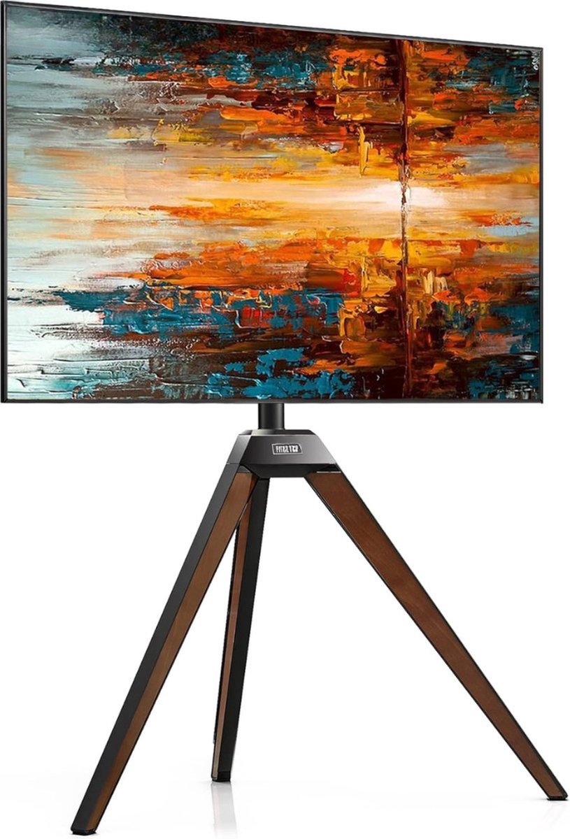 TV-standaard op standaard voor 32-60 inch schermen. Gemaakt van hout