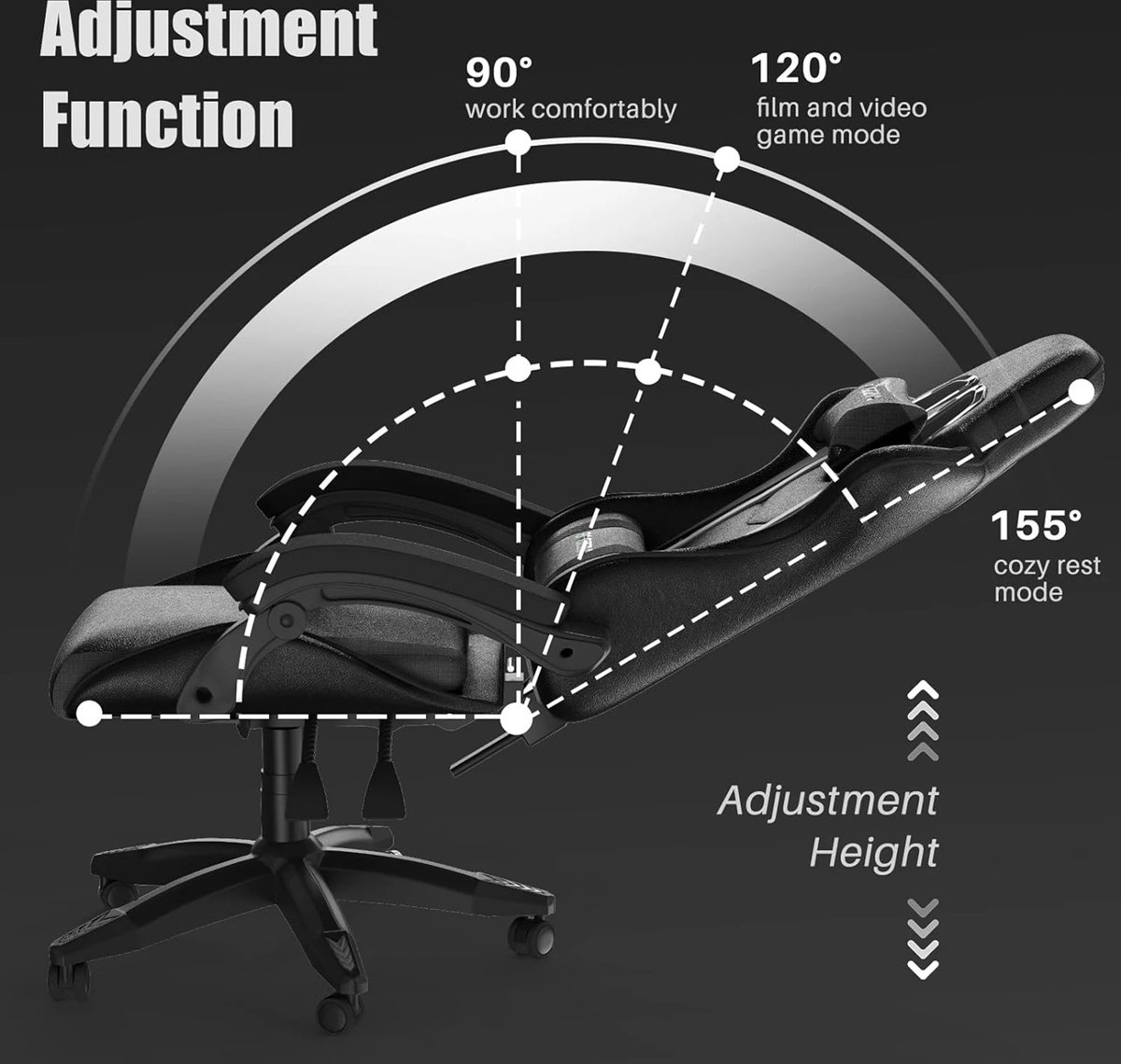 Gran Vida Gamingstoel Ergonomisch Design Kunstleer Zwart - afbeelding 2