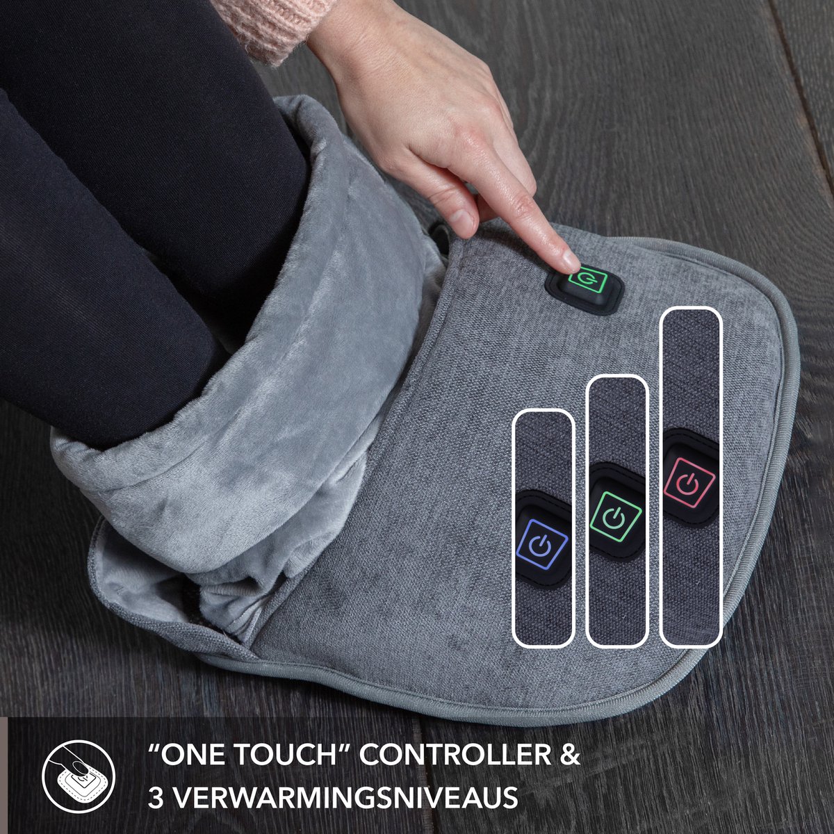 Lanaform - Graphene Foot Warmer - Elektrische Voetwarmer Draadloos - Verwarmde Voetenzak Grafeen - Warmte Voeten Winter Kantoor - Draagbare Batterij 5000mAh - 3 Intensiteiten - Ultra Zachte Fleece - Thuis Sofa Comfort – foto 5
