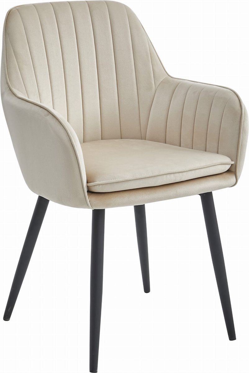 LEOBERT LUGO Kuipstoel - Beige, Velvet Bekleding met Afneembare Hoes, Zwarte Metalen Poten, Ergonomisch en Functioneel, Geschikt voor Woonkamer, Eetkamer en Kantoor, Max. 120 kg beige / zwart