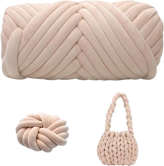 Dikke wol voor handbreien, 2 x 250 g, chenille dikke wol, 2 cm dik garen, zachte arm breien, XXL wol voor haken, kan voor het breien van dekens, sjaals en mutsen (grijs