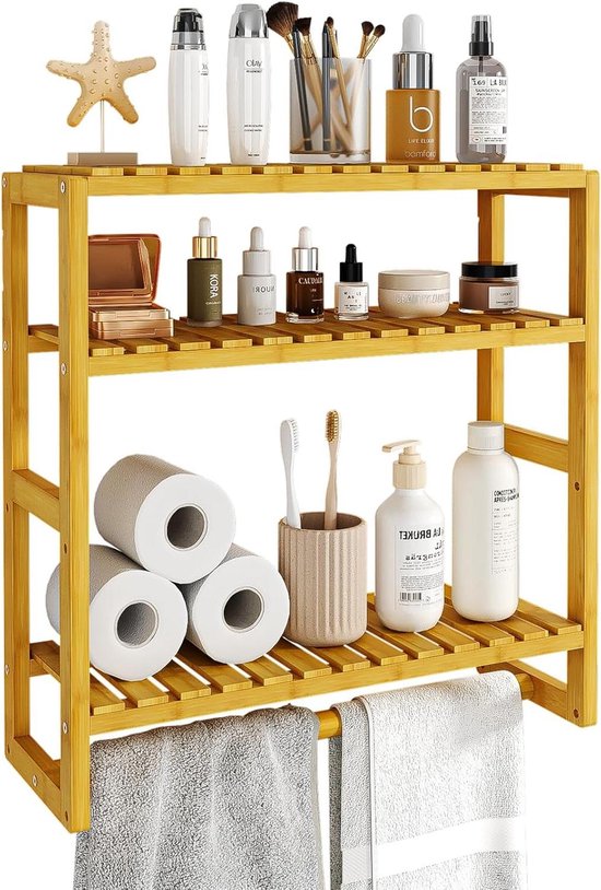 WENKO Badkamerkop Van Bamboe – Groot En Stabiel Stavlak – Natuurlijk Design Voor Badkamer Of Woonkamer