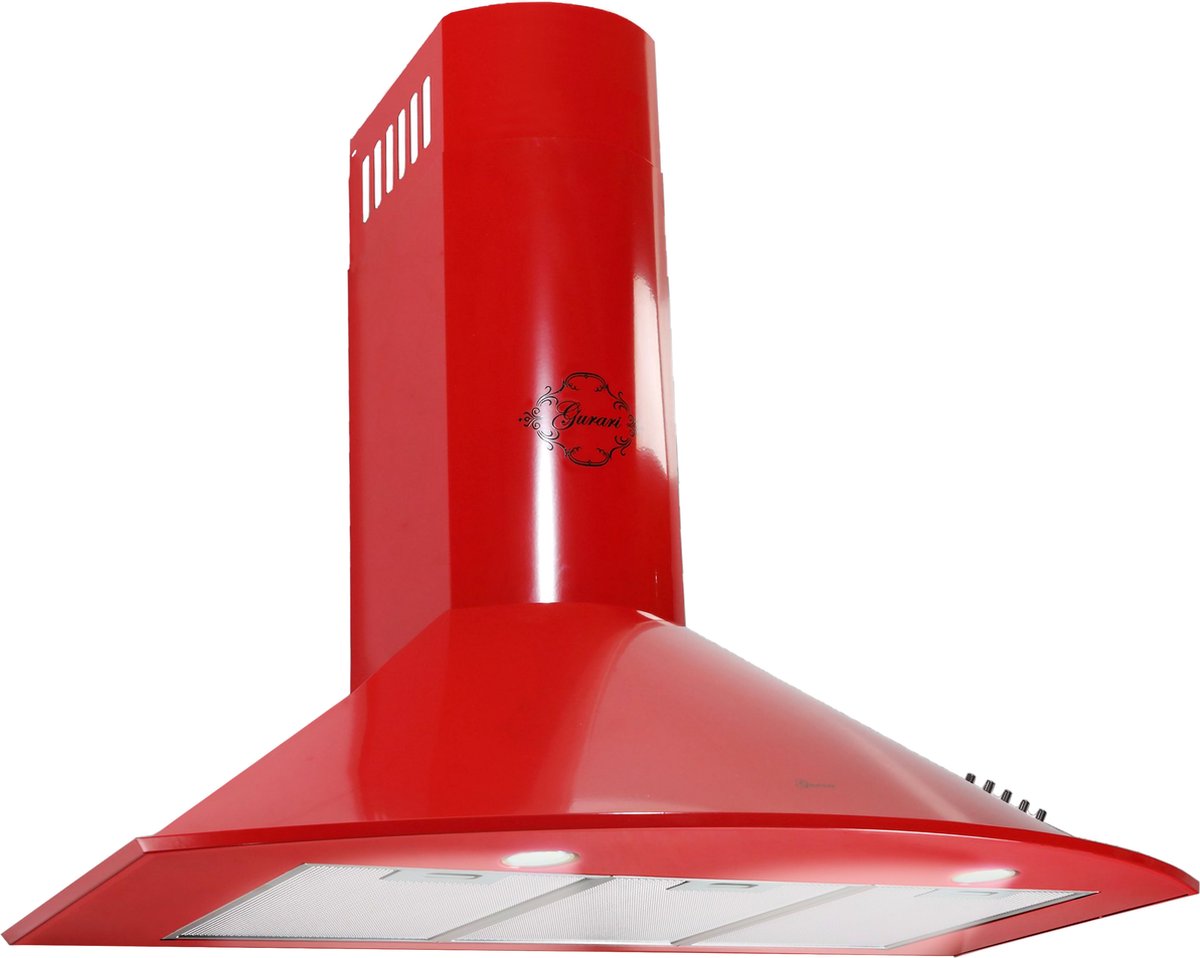 GURARI Wandafzuigkap GCH C 046 RD 9 N+Slang, Afzuigkap 90 cm/ rood/ krachtige afzuiging 1000m³/u/ 3 niveaus
