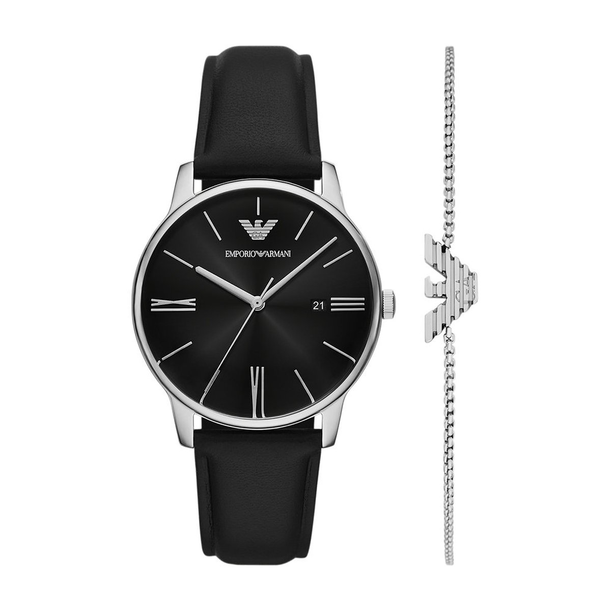 Emporio Armani Heren Horloge geschenkset 39mm - Zwart