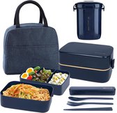 UMAMI All-in-1 1,2L Bento Box Volwassenen met Bestek & 2 Sauscontainers als Lunchboxen Salade- Snack- of Lunchbox | Lekvrije Kinderen | Incl. Accessoires Broodtrommel met Compartimenten voor Maaltijdbereiding