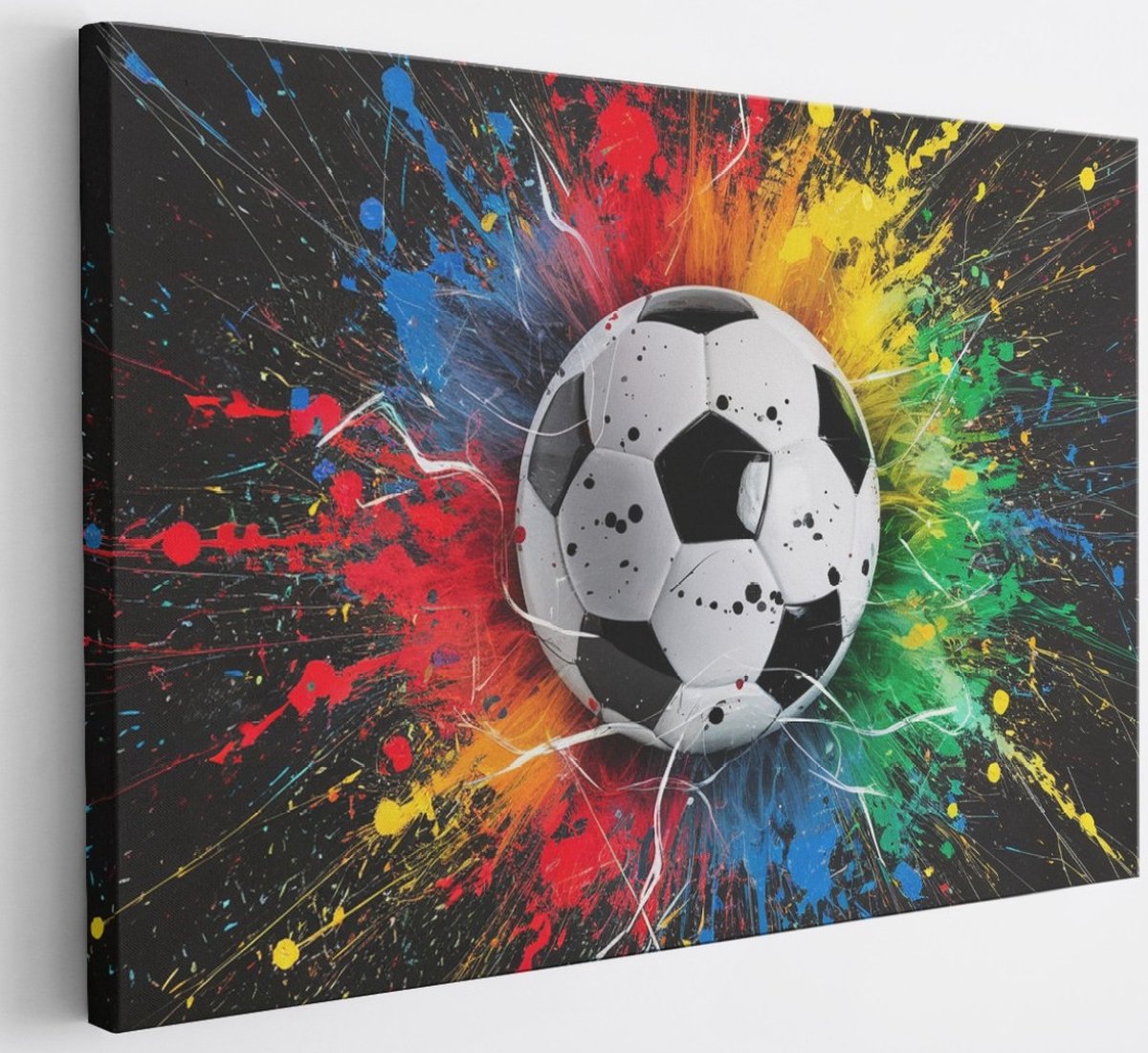 Saammp Canvas Schilderij - Voetbal - Abstract - 70x50 - Foto op canvas - Wanddecoratie - Muurdecoratie Woonkamer - Slaapkamer decoratie - Canvas Print