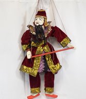 ZoeZo Design - Grote Oosterse Marionet - afkomstig uit Myanmar - Birma - handgemaakt - fluweel - goud - lengte zonder touwtjes 60 cm