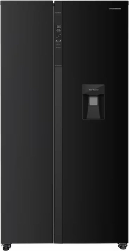 Heinner HSBS-HM529NFBKWDE++ Side-by-Side Koelvriescombinatie 529L Zwart Full No Frost Waterdispenser LED Touch