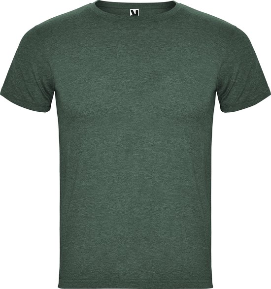 Lot de 2 T-shirts unisexes à manches courtes « Fox», mélange de tissu/mêlée, 160 grammes, vert bouteille, 3XL