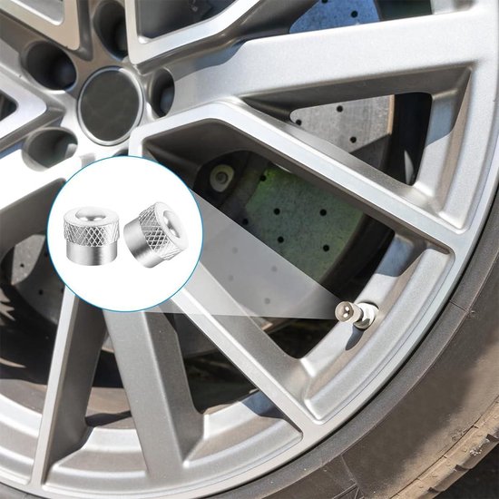 50 Stuks Metalen Ventieldoppen Auto - Zilver Aluminiumlegering, Universeel Voor Auto, Motor & Fiets