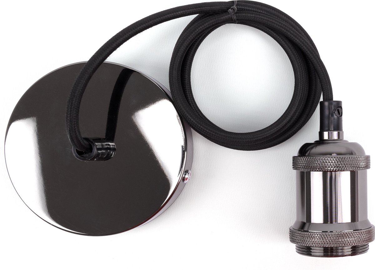 Integral pendel Ø10cm Gunmetal met 1.2m textielsnoer | E27