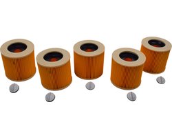 Geschikt voor KARCHER. voordeelpak 5 stuks. Luchtafvoerfilter Stofklasse L. voor WD1, WD2, WD3, MV2, MV3, 6.414-552.0, KFI3310. COVAKO Merk