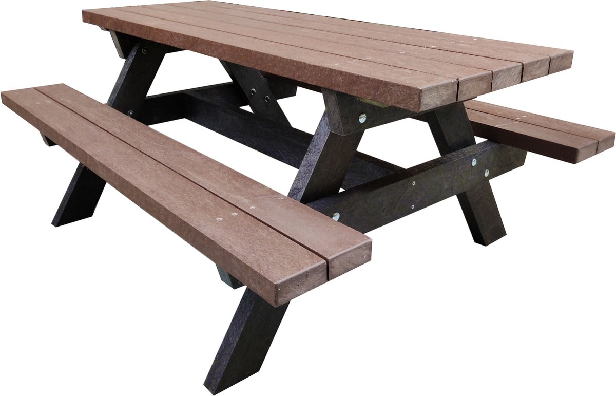 Luxe Kunststof 180cm Picknicktafel - Bruin Kunststof - 6-8 persoons - Duurzaam & Weerbestendig