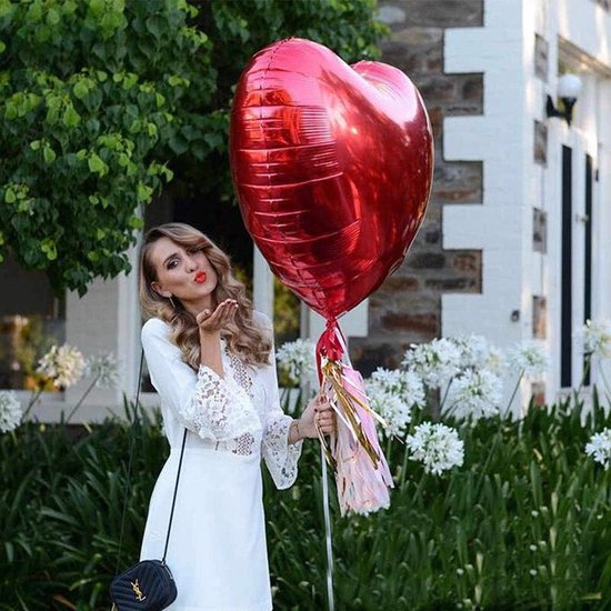 Jonami 25 hartvormige roségouden heliumballonnen, romantische decoratie voor Valentijnsdag, decoratie voor verloving en bruiloft