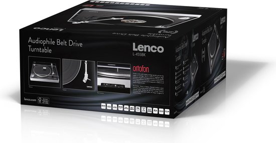 Lenco Platenspeler - Zichtbare Riemaandrijving - Ortofon 2M RED Cartridge - Lenco Expertise lijn - L-455BK - Zwart