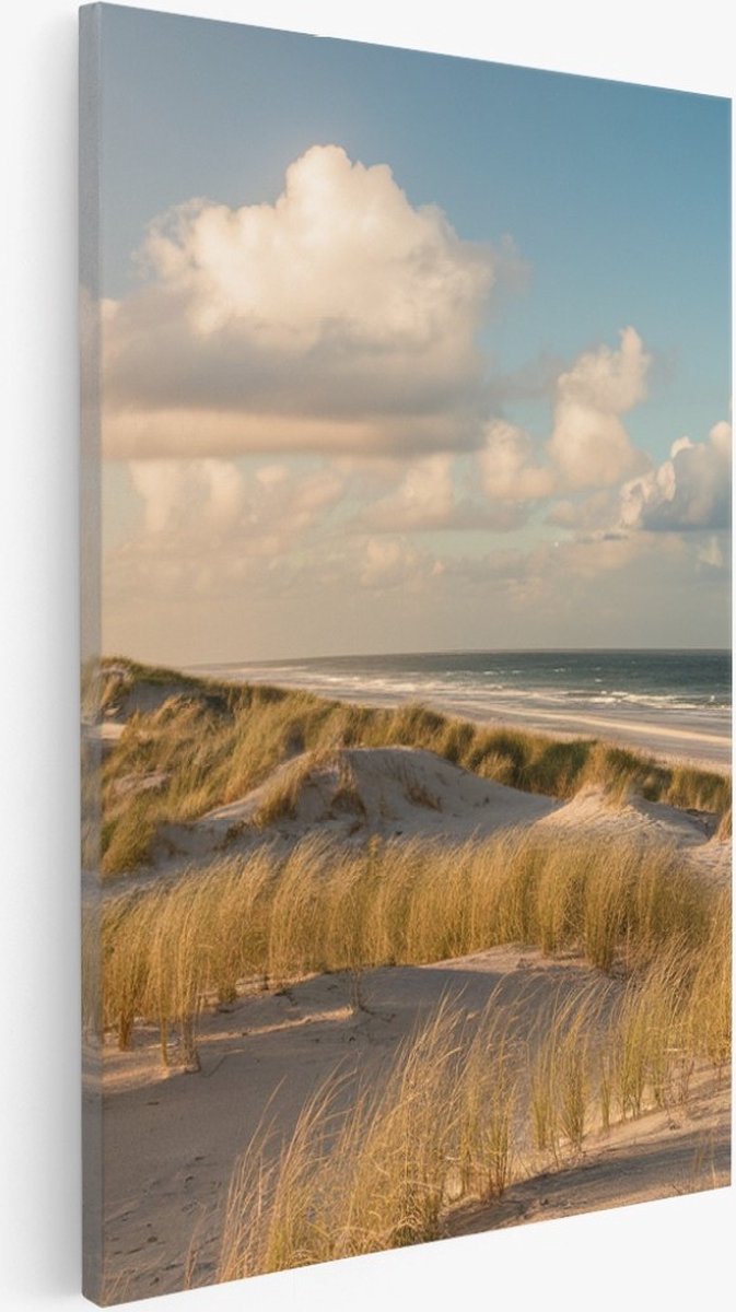 Saammp Canvas Schilderij - Strand - Nederland - Zee - 30x45 - Foto op canvas - Wanddecoratie - muurdecoratie Woonkamer - Slaapkamer decoratie - Canvas Print Multicolor