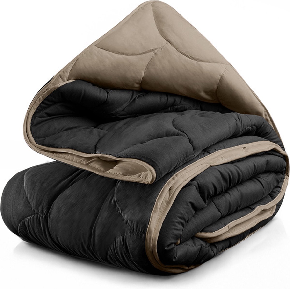 Lazy Dekbed & Dekbedovertrek in 1 - Double Face- Black taupe -240x200