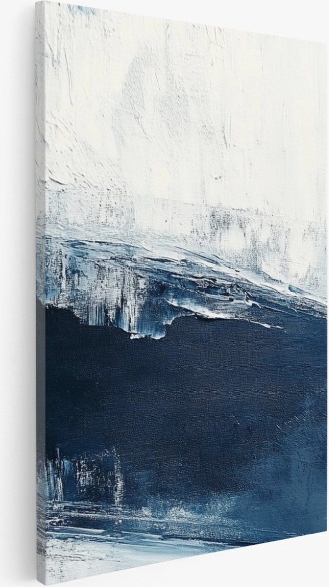 Saammp Canvas Schilderij - Blauw - minimalistisch - Wit - Abstracte - 30x45 - Foto op canvas - Wanddecoratie - Muurdecoratie Woonkamer - Kantoor Decoratie Multicolor