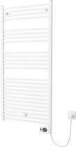 Bol.com Plieger Elba Elektrische handdoekradiator – Handdoek verwarmer – Met klokthermostaat – 126.2 cm x 50 cm – 500 Watt – Wit aanbieding