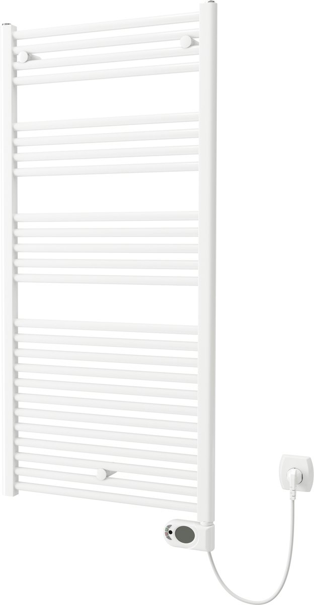 Plieger elba elektrische handdoekradiator - handdoek verwarmer - met klokthermostaat - 126.2 cm x 50 cm - 500 watt - wit