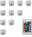 Tien waterdichte LED-lampjes met afstandsbediening voor lampionnen.