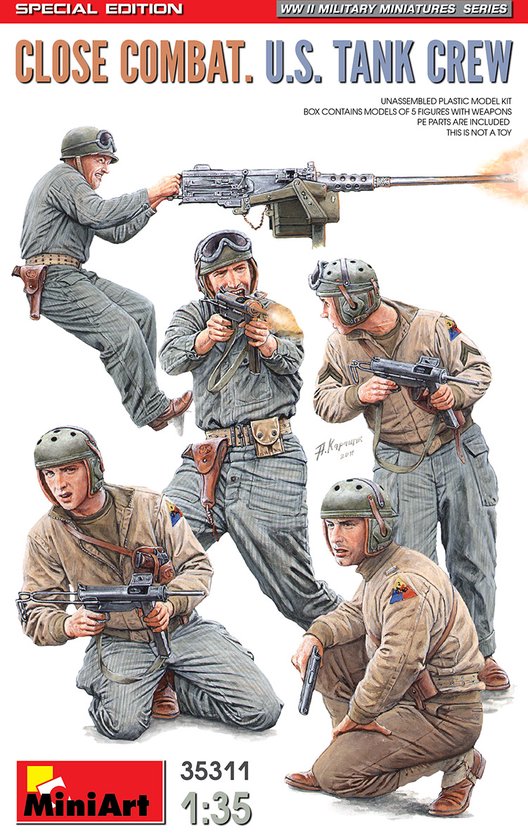 MiniArt Modelbouwpakket Militaire voertuigen - 35311 Amerikaanse Soldaten WWII - Close Combat U.S. Tank Crew - Speciale editie - 5 Figuren Plastic - 1:35 - Modelbouw