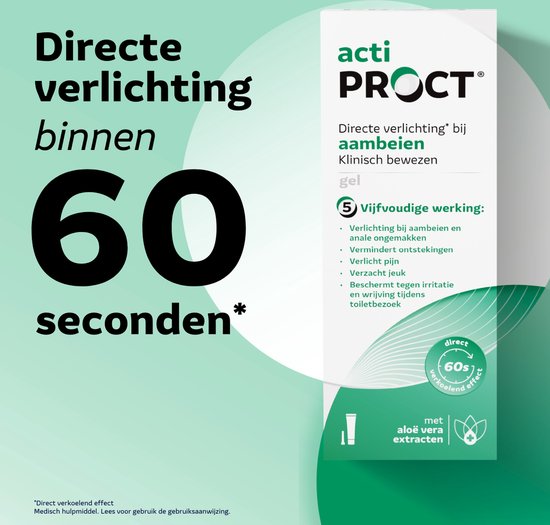 Actiproct Gel Can 45 ml - Aambeienzalf met direct verkoelend effect, Snelle verlichting bij aambeien, Verlicht snel en hygiënisch anale ongemakken, Vermindert jeuk en Verlicht irritatie, incl. aanbrengsysteem