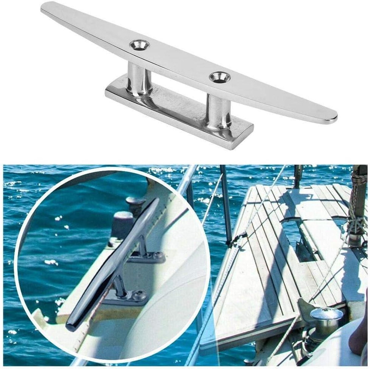 Roestvrij stalen voet schoenplaatje spiegel gepolijst boot accessoire basis marine touw basis - 316 roestvrij staal (8 INCH) .
