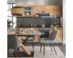 Vicco Raul Complete keukeneenheid – 240 cm , WB Zwart patroon Eik goud/antraciet , WB Zwart patroon
