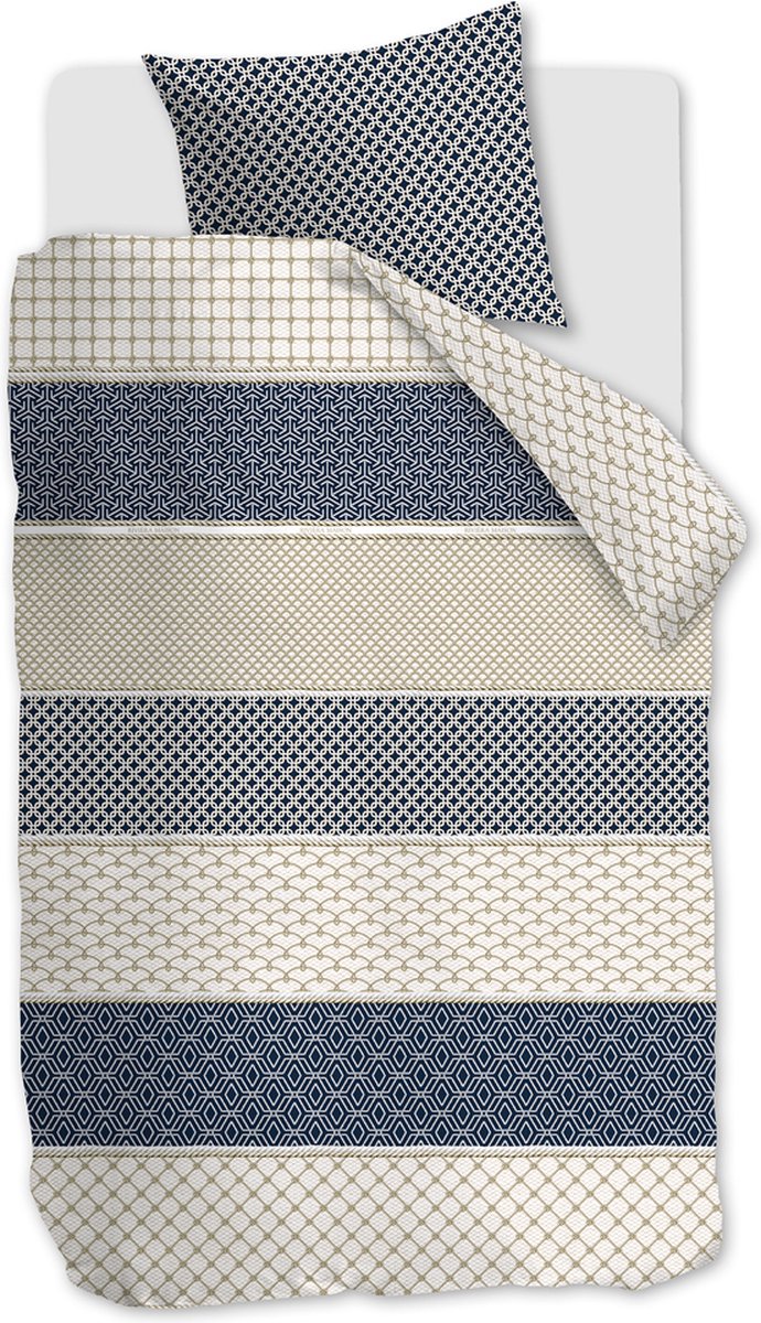 Riviera Maison Ropes dekbedovertrek - Eenpersoons - 140x200/220 - Marineblauw
