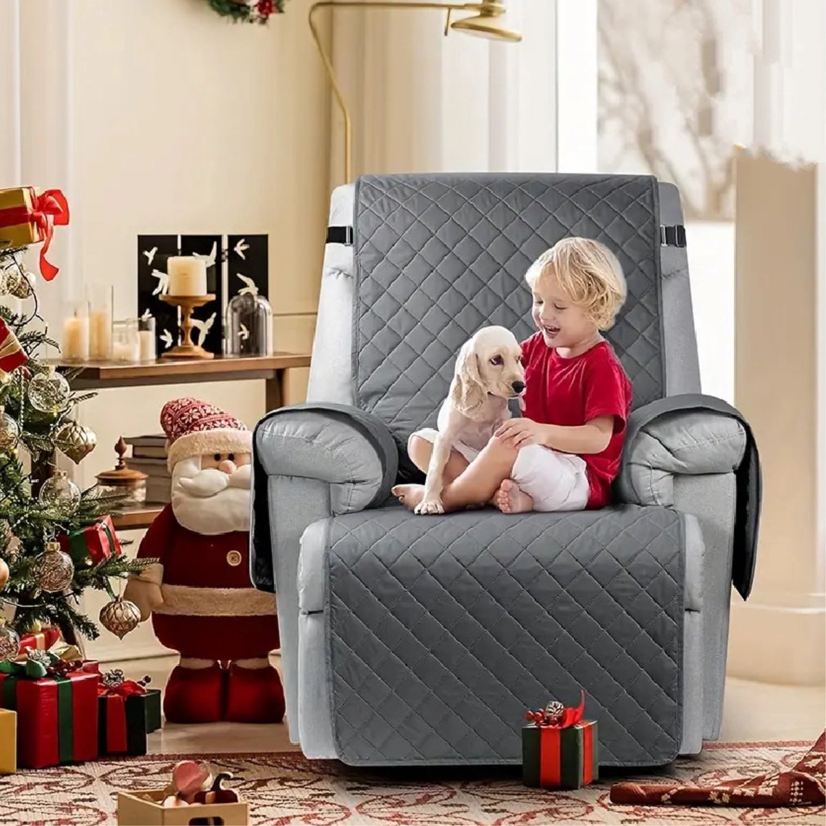 LEKEFETO Fauteuilbeschermer voor relaxstoel, 1-zits, anti-slip