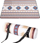 ZYLARO picknickdeken, 200x200cm, dubbelzijdig waterdicht, machinewasbaar, draagbare stranddeken zandvrij, voor camping, park, tuin, strand, picknick, wandelen, barbecue, boho-patroon