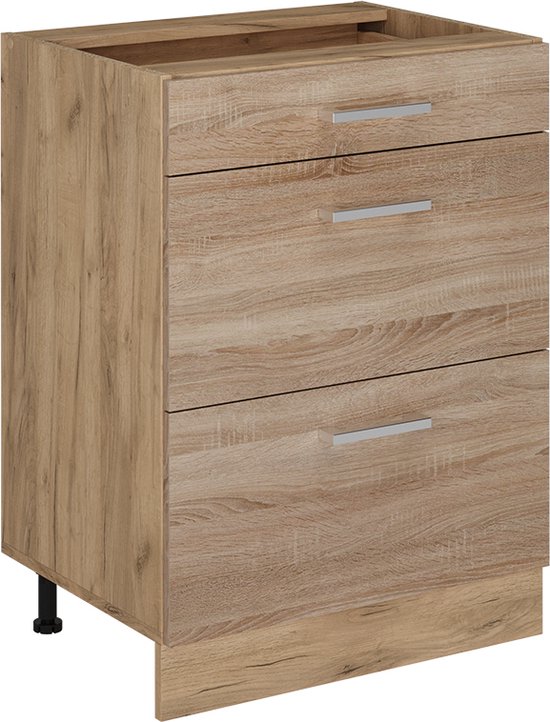 Ftrans Keukenkast Onderkast 80 Cm Sonoma Eiken - Moderne Spoelkast Voor Zelfmontage